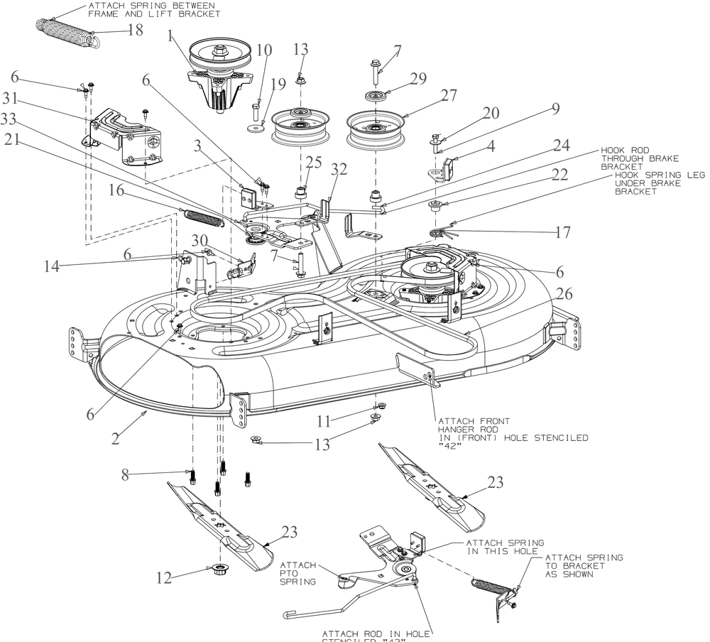 Deck Diagram and Parts List for XT1-LT42EFI (13B9A1CS010)(2019) Cub Cadet Lawn Tractor